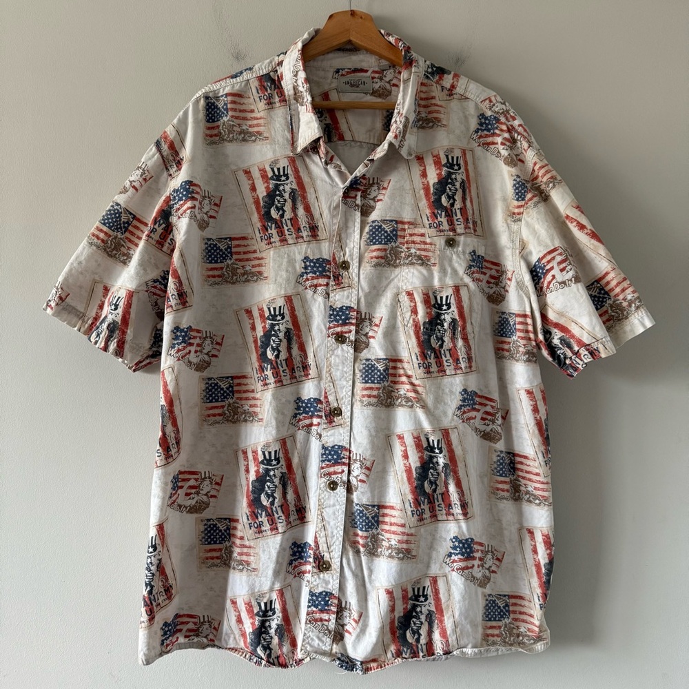 American Legacy Patriotic USA Flag US Army Uncle Sam Shirt‎ Mens 3XL 4th of July
